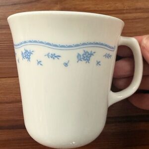 Corningware Vintage Corning Morning Blue Floral Blue and White Coffee Mug